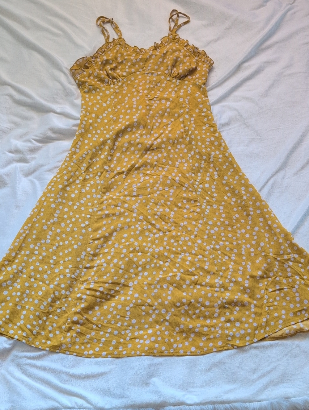 Reveuse Yellow Polka Dot Sundress - Women's Spaghetti Strap Dress